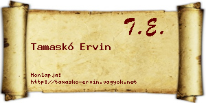 Tamaskó Ervin névjegykártya