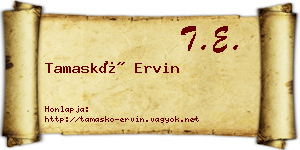 Tamaskó Ervin névjegykártya